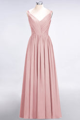 Chic V-Neck Straps Ruffle Burgundy Bridesmaid Dresses with Bow Sash-27dress